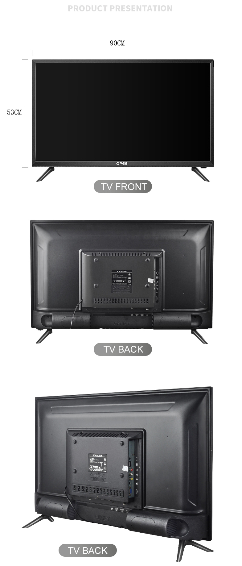 Vente chaude 40 pouces LED Android Télé télévision T2S2 4k 40 pouces TV LCD